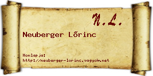 Neuberger Lőrinc névjegykártya